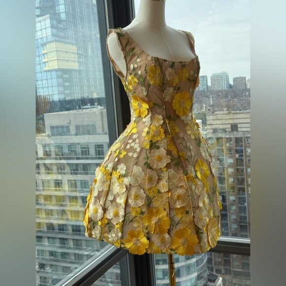 🆕 BRONX & BANCO 🧿 NWOT Jasmine Maraya Structured Mini Dress, Yellow, Sz L US 8 - Picture 7 of 16